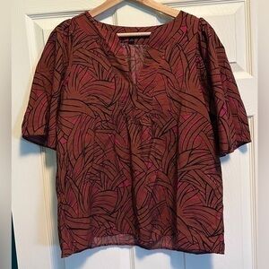 Ann Taylor brown and pink blouse